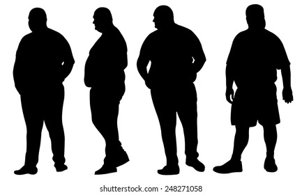 set of fat men isolated on white