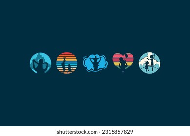 set father day icon logo design celebration, abstract vector design for global day of parents
