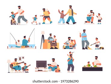 set father spending time with little son parenting fatherhood friendly family concept dad having fun with his kid