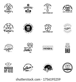 Set of fathers day 16 Black design elements  Editable Vector Design Elements