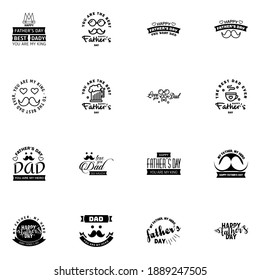 Set of fathers day 16 Black design elements  Editable Vector Design Elements
