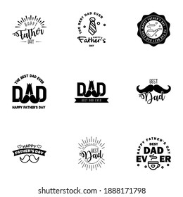 Set of fathers day 9 Black design elements  Editable Vector Design Elements