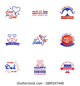 Juego de padres día 9 Elementos de diseño azul y rojo Elementos de diseño de vectores editables