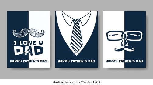 Set father's day background greeting card template