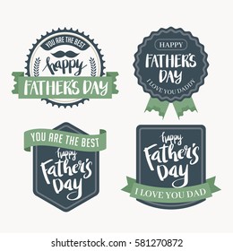 Set of Father's Day Badge and Lettering