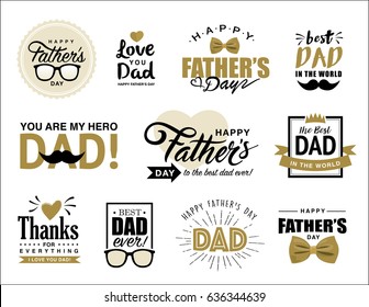 Set of father's day design elements