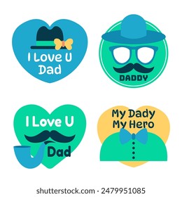 Set of Father's Day greeting cards, Father's Day cartoon holiday illustration for banner, template, poster, flyer, social media