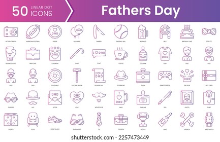 Set of fathers day icons. Gradient style icon bundle. Vector Illustration