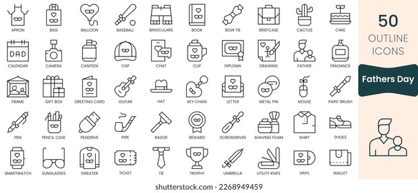 Conjunto de iconos del día del padre. Iconos de estilo lineal delgado Empaquetar. Ilustración vectorial