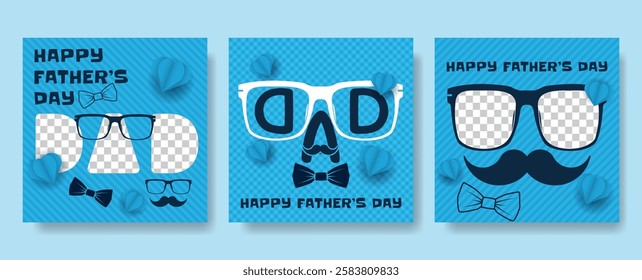 Set Father's Day posters for greeting banners ads posters flyers social media promotions and sales