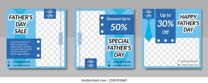 Set of father's day social media templates for sale. suitable for business, promotion, advertisement, background, etc.