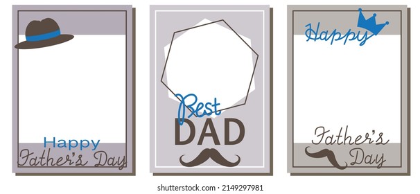 Set of Father's day vector template. Happy Father's day illustration collection for frame, cover and graphic design. Vector illustration.