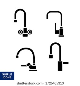 Set of Faucet Vector Icons. Isolated black illustration on a white background for graphic and web design.