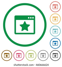 Set of Favorite application color round outlined flat icons on white background