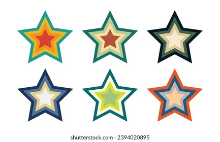 Set of favorite Gold or flat star icons for apps and websites.