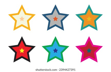 Set of favorite Gold or flat star icons for apps and websites.