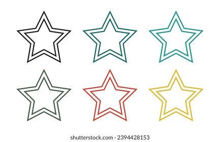 Set of favorite Gold or flat star icons for apps and websites.
