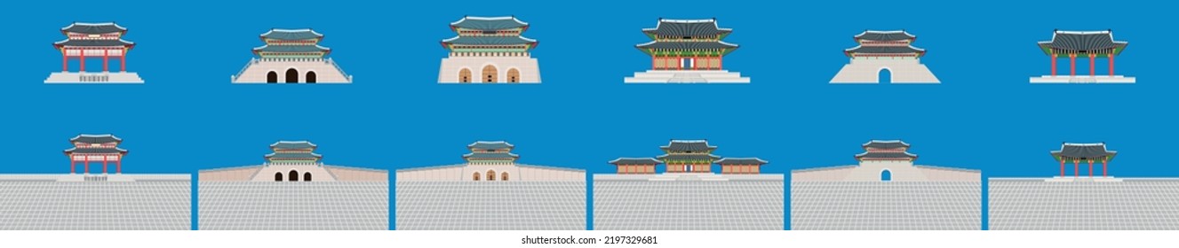 set of favorite south korea palace. vector illustration eps10