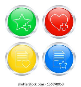 Set of favorites buttons. Vector illustration.