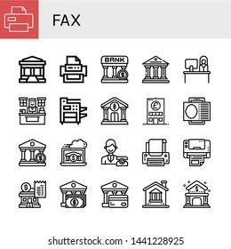 Set of fax icons such as Printer, Bank, Reception, Office, Photocopier, Contact card, Multifunction printer, Banking , fax
