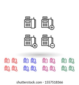 Set of fax multi color icon. Simple thin line, outline vector of phone icons for ui and ux, website or mobile application