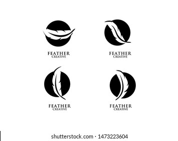 set of feather black logo icon design vector illustration symbol