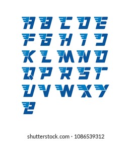 Set feather font letter vector icon.