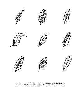 Set of feather icon on white