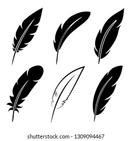 Set feather icon sign – stock vector