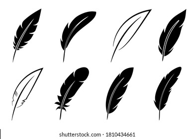 Set feather icon sign – vector