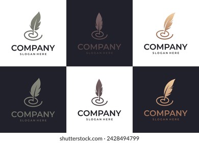 set of feather illustration , collection , icon set ,logo design template.