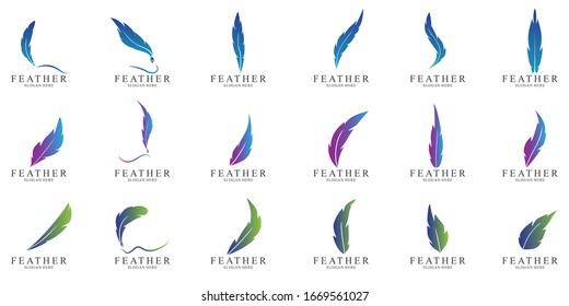 Set of Feather logo design with modern concept. Icon feather vector template