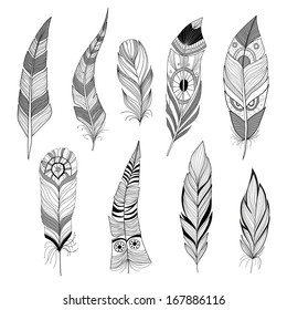 Set of feathers