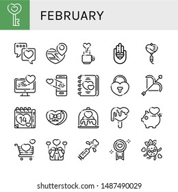 Set of february icons such as Love, Valentines day , february