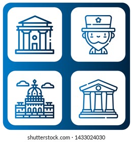 Set of federal icons such as Courthouse, Uncle sam, Capitol , federal