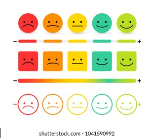 Set of feedback concept design, emotions scale background and banner. Smile Icon vector illustration. Isolated on white background