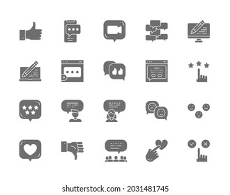 Set of Feedback Grey Icons. Chat, Dislike, Like, Sms, Email, Comment and more.