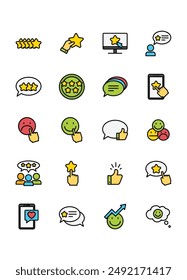 conjunto de iconos de Comentarios, experiencia del Cliente, Encuesta, revisión