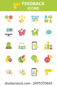 Gruppe von Rückmeldung-Icons, Kunde-Erfahrung, Umfrage, Überprüfung