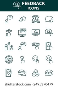 conjunto de iconos de Comentarios, experiencia del Cliente, Encuesta, revisión