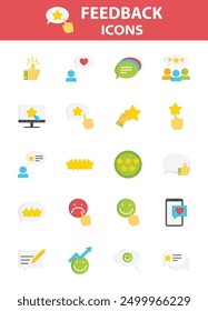 set of feedback icons, customer experience, survey, review