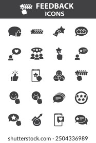 set of feedback icons, customer experience, survey, review