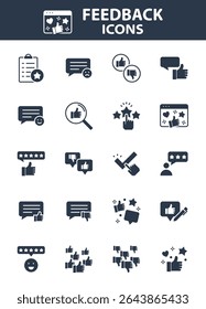 Conjunto de iconos de Comentarios, experiencia del Cliente, revisión, comentario