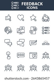 Set of Feedback icons, customer experience, review, comment