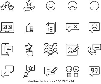 set of feedback icons, customer opinion, marketing research, review product