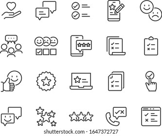 set of feedback icons, customer opinion, marketing research, review product