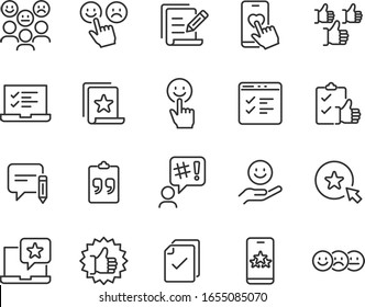 set of feedback icons, customer opinion, marketing research, review product