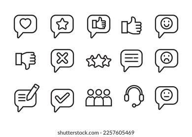 Set of feedback icons in linear style isolated on white background