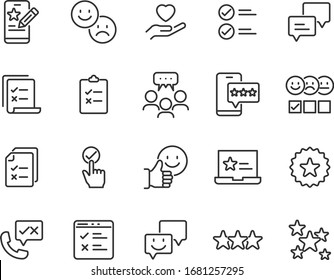 set of feedback icons, research, comment, review, customer, survey, social media