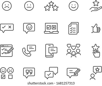 set of feedback icons, research, comment, review, customer, survey, social media